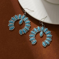 Hollow Turquoise Love Earrings Retro Ethnic Style Earrings Bohemian Earrings for Women