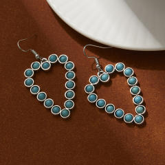 Hollow Turquoise Love Earrings Retro Ethnic Style Earrings Bohemian Earrings for Women