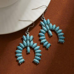 Hollow Turquoise Love Earrings Retro Ethnic Style Earrings Bohemian Earrings for Women