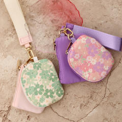 Multifunctional waterproof nylon wristlet double cardholder coin purse keychain
