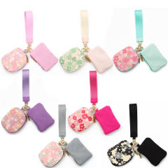 Multifunctional waterproof nylon wristlet double cardholder coin purse keychain