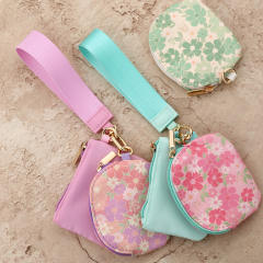 Multifunctional waterproof nylon wristlet double cardholder coin purse keychain
