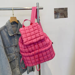Women's New Cotton Bag Fashion Pleated Cloud Bag Large Capacity Backpack for Commuter Travel