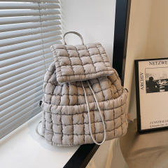 Women's New Cotton Bag Fashion Pleated Cloud Bag Large Capacity Backpack for Commuter Travel