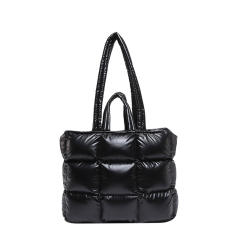 Cotton-padded Jacket Handbag Women's Cotton Underarm Bag Simple Square Shoulder Bag Fashionable Lightweight Tote Bag