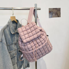 Women's New Cotton Bag Fashion Pleated Cloud Bag Large Capacity Backpack for Commuter Travel