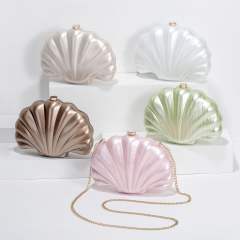 New Shoulder Crossbody Bag Shaped Shell Acrylic Bag Fashion Wedding Dinner Clutch Bag