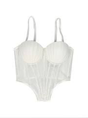 Sexy Mesh Sling Inner Vest with Chest Pad Outer Wear Flash Diamond Fishbone corset tops camisole