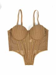 Sexy Mesh Sling Inner Vest with Chest Pad Outer Wear Flash Diamond Fishbone corset tops camisole