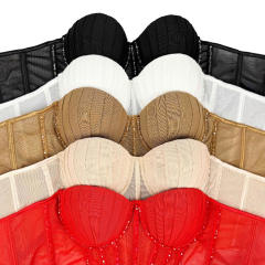 Sexy Mesh Sling Inner Vest with Chest Pad Outer Wear Flash Diamond Fishbone corset tops camisole