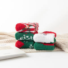 5pair Christmas red socks for women thickened warm home socks coral velvet floor socks plush