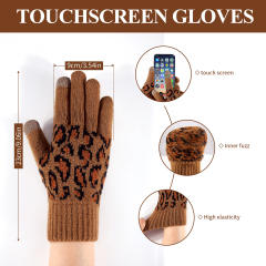 3pcs set cute cat ear design leopard pattern kniited scarf gloove set winter set