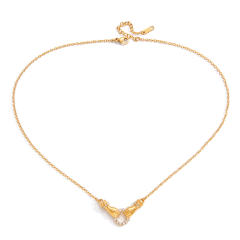 Classic diamond circle Hand of Friendship stainless steel necklace