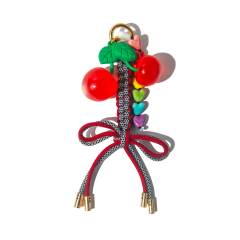 Colorful Dopamine Bag Buckle Heart Beads Bow Cherry Pendant Simple Versatile Keychain