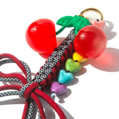 Colorful Dopamine Bag Buckle Heart Beads Bow Cherry Pendant Simple Versatile Keychain