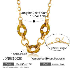 Vintage acrylic circle stainless steel chain bracelet necklace set
