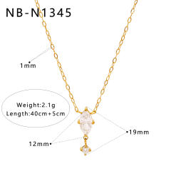 Dainty pearl cubic zircon inlaid easy match diamond necklace stainless steel necklace