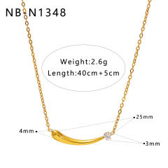 Dainty pearl cubic zircon inlaid easy match diamond necklace stainless steel necklace