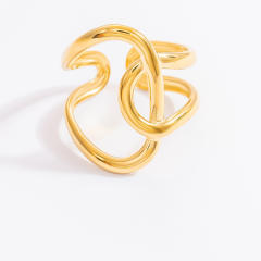 Irregular lines hollow-out exaggerated textured starfish ring stainless steel rings