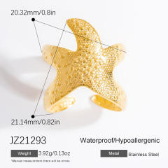 Irregular lines hollow-out exaggerated textured starfish ring stainless steel rings