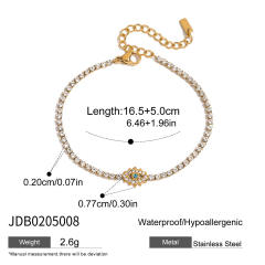 18KG holiday style blue diamond turquoise stone inlaid stainless steel bracelet