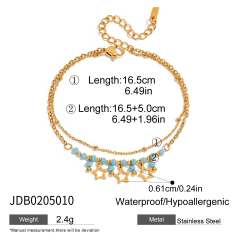 18KG holiday style blue diamond turquoise stone inlaid stainless steel bracelet