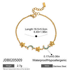 18KG holiday style blue diamond turquoise stone inlaid stainless steel bracelet