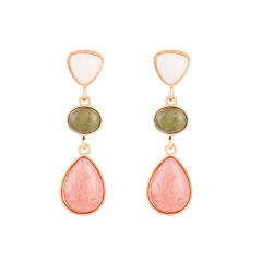Sweet pink color series enamel flower drop shape earrings collection