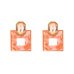 Sweet pink color series enamel flower drop shape earrings collection
