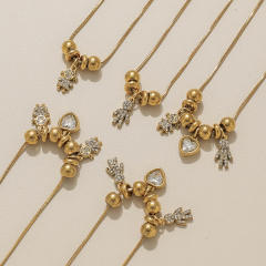 Light Luxury Fashion Inlaid Zircon boy girl charm Plated 18K Gold Stainless Steel necklace
