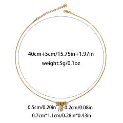 Light Luxury Fashion Inlaid Zircon boy girl charm Plated 18K Gold Stainless Steel necklace