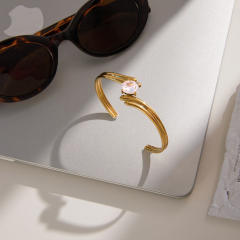 Non-Fading Hand Jewelry Light Luxury -End Stainless Steel bangle bracelet diamond bangle