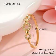 Non-Fading Bracelet for Women rhinestone inlaid diaaond stainless steel bangle bracelet