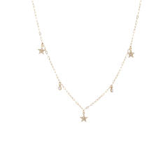 Ins Exquisite Diamond-Encrusted Flower Star-Shaped Multi-Pendant Stainless Steel Necklace