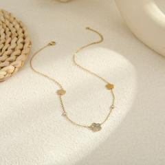 Ins Exquisite Diamond-Encrusted Flower Star-Shaped Multi-Pendant Stainless Steel Necklace