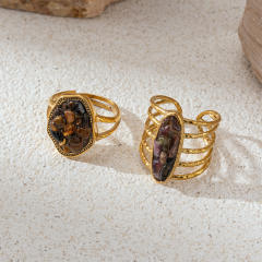 Stainless Steel Necklace Natural Tiger Eye Stone Pendant Necklace Earring Set