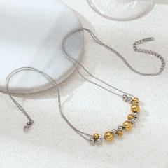 Stainless Steel Necklace Women's Non-Fading mix color bead heart necklace