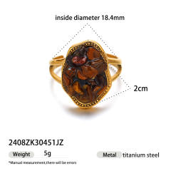 Stainless Steel Necklace Natural Tiger Eye Stone Pendant Necklace Earring Set