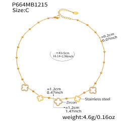 18KG diamond clover hollow out flower stainless steel necklace dainty necklace