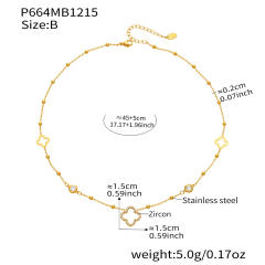 18KG diamond clover hollow out flower stainless steel necklace dainty necklace