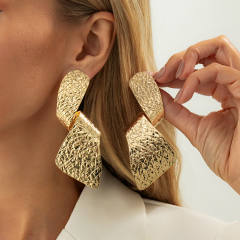 Chunky gold color sprial design metal earrings big earrings for women