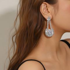 Fashion Copper Rhinestone Full Diamond Earrings Personalized drop shape earrings
