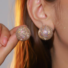 Luxury Earrings full diamond copper diamond earrings hoop earrings