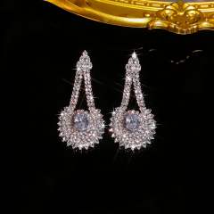 Fashion Copper Rhinestone Full Diamond Earrings Personalized drop shape earrings