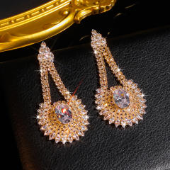 Fashion Copper Rhinestone Full Diamond Earrings Personalized drop shape earrings