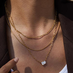 Zircon Necklace Set Sweater Chain Light Luxury Stainless Steel necklace for Women
