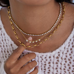 Zircon Necklace Set Sweater Chain Light Luxury Stainless Steel necklace for Women