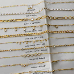 Zircon Necklace Set Sweater Chain Light Luxury Stainless Steel necklace for Women