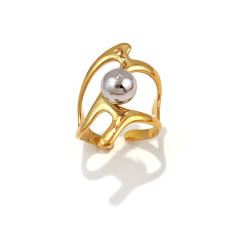 304 stainless steel rings mix color bead gemoetric line finger rings