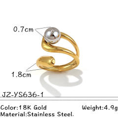 304 stainless steel rings mix color bead gemoetric line finger rings